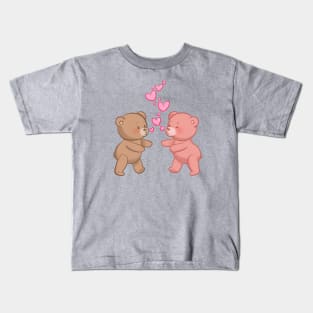 Cute Bears in Love Going to Kiss and Hug Kids T-Shirt